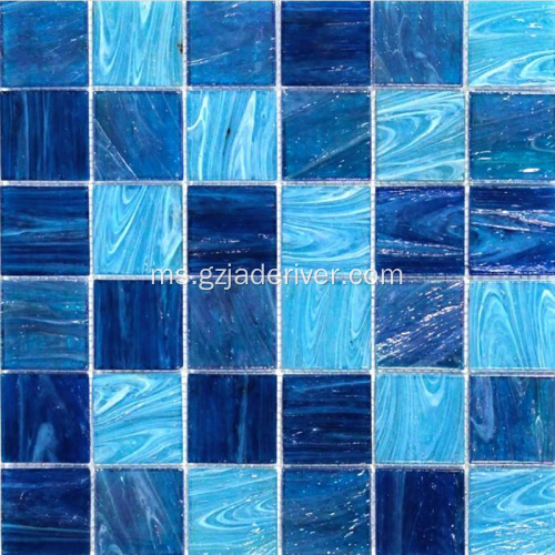 Kolam Renang Lantai Blue Glass Mosaic Stone
